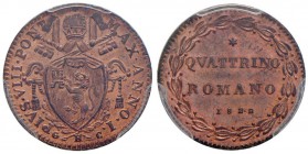Pio VIII (1829-1830) Quattrino 1829 A. I – Nomisma 116 CU In slab PCGS MS65RD 498458.65/33180927. Conservazione eccezionale in rame rosso
FDC