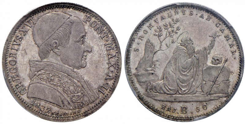 Gregorio XVI (1831-1846) Bologna – Mezzo scudo 1832 A. II – Nomisma 203 AG In sl...
