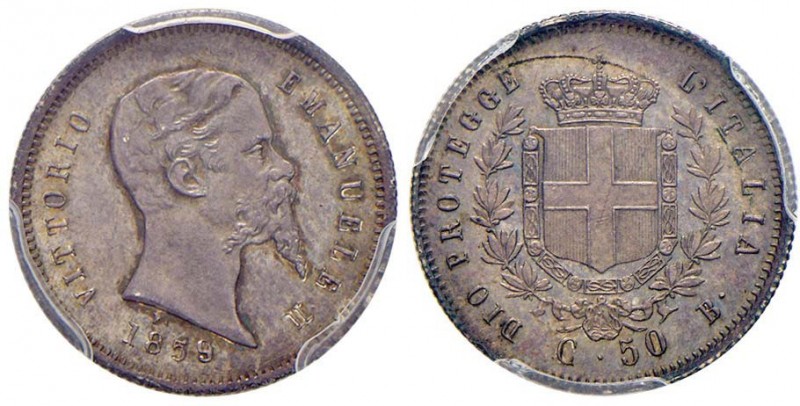 Vittorio Emanuele II re eletto (1859-1861) 50 Centesimi 1859 B – Nomisma 834 AG ...