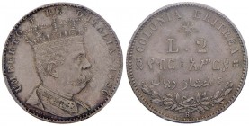 Umberto I (1878-1900) Eritrea - 2 Lire 1890 &ndash; Nomisma 1039 AG In slab PCGS MS65 146295.65/36352125. Conservazione eccezionale con splendida pati...