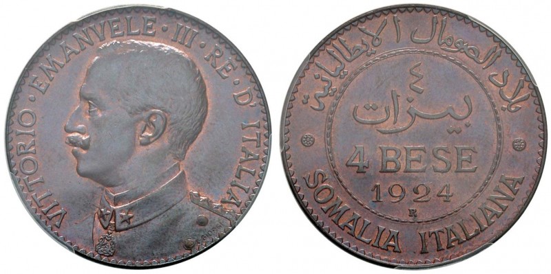 Vittorio Emanuele III (1900-1946) Somalia - 4 Bese 1924 – Nomisma 1434 CU In sla...