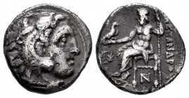 Reino de Macedonia. Alejandro III Magno. Dracma. 310-301 a.C. Kolophon. (Price-No cita). (Müller-No cita). Anv.: Cabeza de Heracles a derecha recubier...