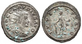 Claudio II El Gótico. Antoniniano. 270 d.C. Antioquía. (Ric-213). Anv.: IMP C CLAVDIVS AVG. Busto radiado y drapeado con coraza a derecha. Rev.: IVVEN...