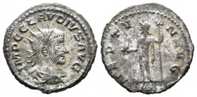 Claudio II El Gótico. Antoniniano. 268-270 d.C. Antioquía. (Ric-214). Anv.: IMP C CLAVDIVS AVG. Busto radiado y drapeado con coraza a derecha. Rev.: N...