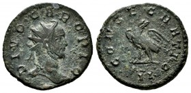 Divo Caro. Antoniniano. 285 d.C. Lugdunum. Acuñación póstuma realizada por Carino. (Ric-29). Anv.: DIVO CARO. Cabeza radiada a derecha . Rev.: CONSECR...