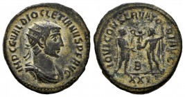 Diocleciano. Antoniniano. 360-363 d.C. Siscia. (Ric-256). Anv.: IMP C C VAL DIOCLETIANVS AVG. Busto radiado y drapeado con coraza a la derecha. Rev.: ...