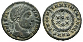 Constantino I. Follis. 324 d.C. Heraclea. (Ric-60). Anv.: CONSTANTINVS AVG. Cabeza laureada a derecha. Rev.: DN CONSTANTINI MAX AVG. VOT / X X / * den...