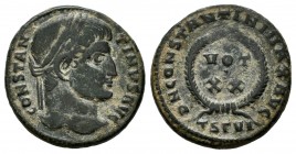 Constantino I. Follis. 321-324 d.C. Thessalonica. (Ric-101). Anv.: CONSTANTINVS AVG. Cabeza laureada a derecha. Rev.: DN CONSTANTINI MAX AVG. VOT / X ...