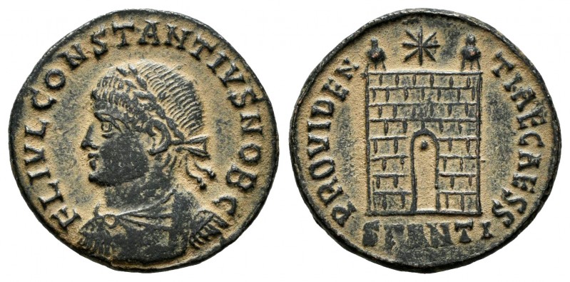 Constancio II. Follis. 326-327 d.C. Antioquía. (Ric-74). Anv.: FL IVL CONSTANTIV...