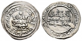 Califato de Córdoba. Al Hakam II. Dirham. 357 H. Madinat al-Zahra. Citando a `Amir en la IA. (Vives-458). Ag. 2,03 g. MBC+. Est...40,00.