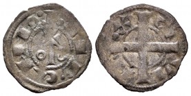 Corona de Aragón. Alfonso I de Aragón (1162-1196). Dinero. Barcelona. (Cru-296 var). Anv.: + BARQVINO:. Rev.: CIVI REX. Ve. 0,74 g. MBC. Est...45,00....