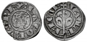 Corona de Aragón. Jaime I (1213-1276). Dinero. Valencia. (Cru-316). (Cru C.G-2130). Ve. 0,67 g.  Tercera emisión. MBC. Est...30,00.