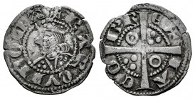 Corona de Aragón. Jaime II (1291-1327). Dinero. Barcelona. (Cru-340). (Cru C.G-2158). Ve. 1,11 g. MBC. Est...25,00.