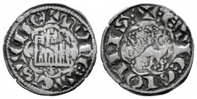 Reino de Castilla y León. Alfonso X (1252-1284). Novén. Coruña. (Abm-264). (Bautista-395). Ve. 0,71 g. Venera antigua bajo el castillo. MBC. Est...25,...