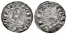 Reino de Castilla y León. Alfonso X (1252-1284). Novén. Toledo. (Abm-271). (Bautista-401). Ve. 0,80 g. T bajo el castillo. MBC. Est...25,00.