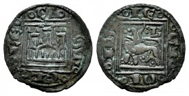 Reino de Castilla y León. Alfonso X (1252-1284). Óbolo. Burgos. (Bautista-410 var). Ve. 0,56 g. Con B tras la cola del león, variante con 2 puntos del...