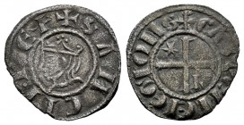Reino de Castilla y León. Sancho IV (1284-1295). Meaja. León. (Bautista-443). Ve. 0,70 g. Estrella en 1º cuadrante y L en 4º. MBC+. Est...25,00.