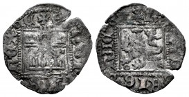 Reino de Castilla y León. Enrique II (1368-1379). Novén. Burgos. (Bautista-679.1). Anv.: Roel delante del león. Rev.: B bajo ell castillo
 . Ve. 0,75 ...