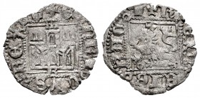 Reino de Castilla y León. Enrique II (1368-1379). Novén. Burgos. (Bautista-679.1). Ve. 0,72 g. B bajo el castillo. Roel delante del león. BC+. Est...1...
