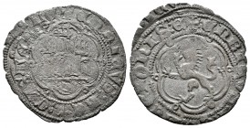 Reino de Castilla y León. Enrique III (1390-1406). Blanca. Sevilla. (Bautista-767). Ve. 1,59 g. S bajo el castillo. Doble leyenda. MBC. Est...25,00.