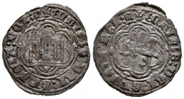 Reino de Castilla y León. Enrique III (1390-1406). Blanca. Toledo. (Bautista-770). (Abm-603). Anv.: ..REX:C. Rev.: ...REX:N. Ve. 2,13 g. Con T bajo el...