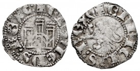 Reino de Castilla y León. Enrique III (1390-1406). Novén. Sevilla. (Bautista-782 variante). Ve. 0,80 g. S bajo el castillo. Leyendas terminan en C. MB...