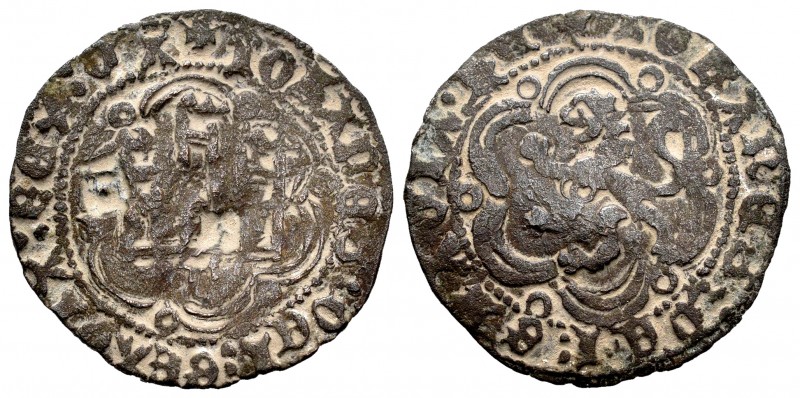 Reino de Castilla y León. Juan II (1406-1454). Blanca. Ae. 2,11 g. Resello P cua...