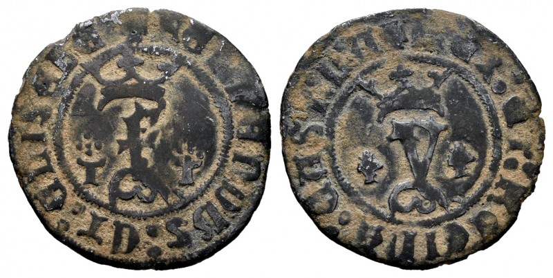 Fernando e Isabel (1474-1504). Blanca. Toledo. (Cal-51). (Rs-860). Ae. 1,31 g. M...