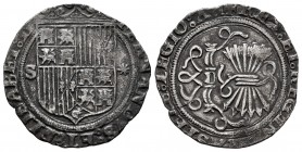 Fernando e Isabel (1474-1504). 1 real. Sevilla. (Cal-420). Ag. 3,15 g. Escudo entre S y estrella. MBC. Est...40,00.