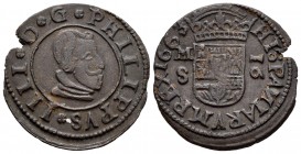 Felipe IV (1621-1665). 16 maravedís. 1663. Madrid. S. (Cal-475). (Jarabo-Sanahuja-M376). Ae. 3,75 g. Sin puntos acotando el valor. MBC+. Est...40,00.
