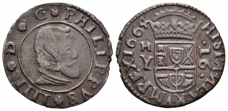 Felipe IV (1621-1665). 16 maravedís. 1664. Madrid. Y. (Cal 2008-1406). (Jarabo-S...