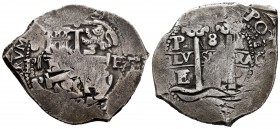 Felipe IV (1621-1665). 8 reales. Potosí. E. (Cal-tipo 335). Ag. 27,64 g. Vanos que impiden ver la fecha con claridad. MBC+. Est...100,00.