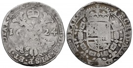 Felipe IV (1621-1665). 1/4 patagón. 1624. (Vanhoudt-647 BS). (Vti-759). Ag. 6,54 g. BC. Est...30,00.