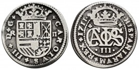 Carlos III, Pretendiente (1701-1714). 2 reales. 1711. Barcelona. (Cal-32). Ag. 4,28 g. BC+/MBC-. Est...30,00.
