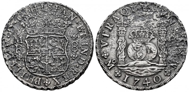 Felipe V (1700-1746). 8 reales. 1740. México. MF. (Cal-1456). Ag. 24,28 g. Fuert...