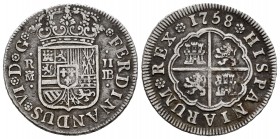 Fernando VI (1746-1759). 2 reales. 1758. Madrid. JB. (Cal-282). Ag. 5,51 g. MBC. Est...50,00.