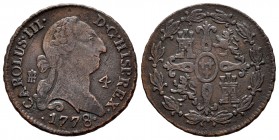 Carlos III (1759-1788). 4 maravedís. 1778. Segovia. (Cal-58). Ae. 4,84 g. BC+. Est...15,00.