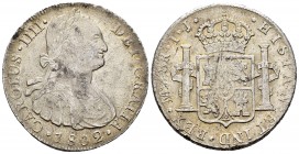 Carlos IV (1788-1808). 8 reales. 1802. Lima. IJ. (Cal-920). Ag. 26,87 g. MBC. Est...45,00.