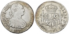 Carlos IV (1788-1808). 8 reales. 1798. México. FM. (Cal-961). Ag. 26,72 g. MBC-. Est...50,00.