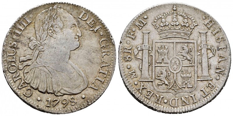 Carlos IV (1788-1808). 8 reales. 1798. México. FM. (Cal-961). Ag. 26,86 g. MBC. ...