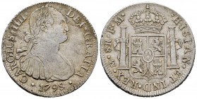 Carlos IV (1788-1808). 8 reales. 1798. México. FM. (Cal-961). Ag. 26,86 g. MBC. Est...60,00.