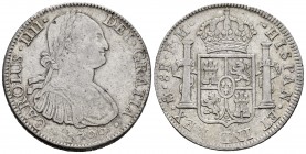 Carlos IV (1788-1808). 8 reales. 1799. México. FM. (Cal-961). Ag. 26,86 g. MBC-. Est...45,00.