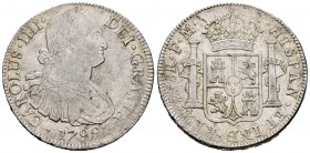 Carlos IV (1788-1808). 8 reales. 1799. México. FM. (Cal-961). Ag. 26,95 g. Plata ligeramente agria. MBC. Est...50,00.