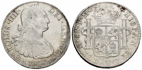 Carlos IV (1788-1808). 8 reales. 1800. México. FM. (Cal-965). Ag. 26,89 g. Limpiada. MBC. Est...50,00.