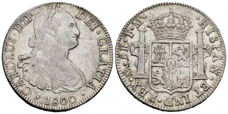 Carlos IV (1788-1808). 8 reales. 1800. México. FM. (Cal-965). Ag. 27,02 g. MBC-....