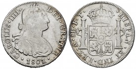 Carlos IV (1788-1808). 8 reales. 1801. México. FT. (Cal-972). Ag. 26,92 g. BC+/MBC-. Est...40,00.