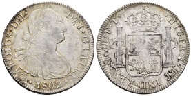 Carlos IV (1788-1808). 8 reales. 1802. México. FT. (Cal-975). Ag. 26,93 g. Vano. MBC. Est...40,00.