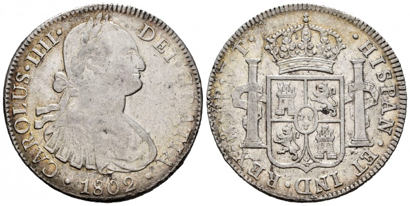 Carlos IV (1788-1808). 8 reales. 1802. México. FT. (Cal-975). Ag. 26,89 g. MBC-/...