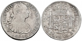 Carlos IV (1788-1808). 8 reales. 1805. México. TH. (Cal-983). Ag. 26,77 g. MBC/MBC+. Est...75,00.
