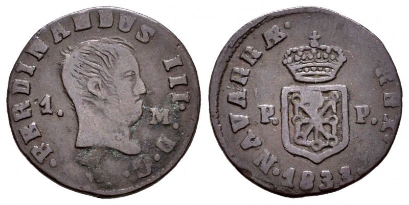 Fernando VII (1808-1833). 1 maravedí. 1833. Pamplona. (Cal-42). Ae. 1,91 g. BC+....